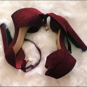 Burgundy suede heels #worn once